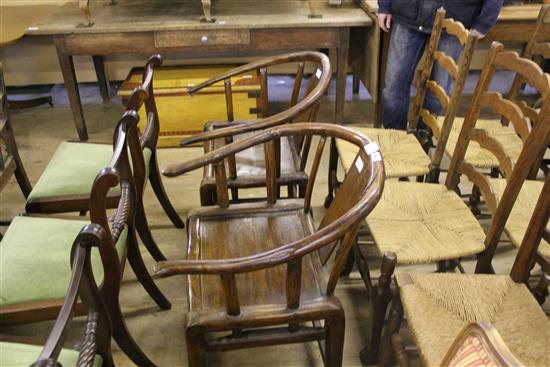 Pair of hardwood tub seat  armchairs(-)